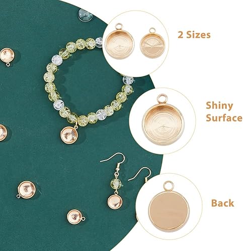 Miniatura 4 de SUPERFINDINGS Juego de bandejas colgantes redondas planas y redondas de 2 tamaños, 18 quilates, incluye 12 juegos de bisel en blanco con bandeja de