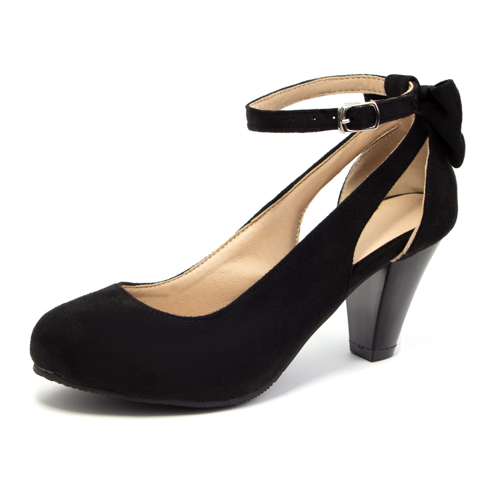 elerhythm Mary Jane Nœud Bout Fermé Escarpins Vintage Talons Style Gatsby Victorien Années 1920 Simili Daim