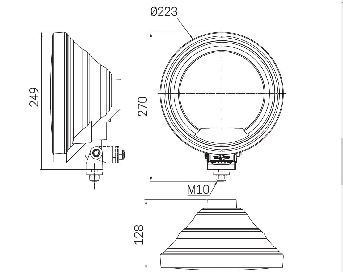 Generico Faro Rotondo 12V/24V Luce Bianca Laterale Angel Eye a Led 22cm Universale Fuoristrada Camion Trattore