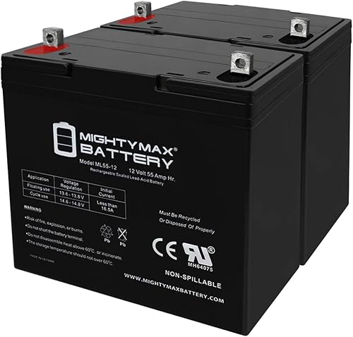 Mighty Max Battery Reemplazo de batería de 12V 55Ah para Pride Jazzy Select HD - 2 unidades