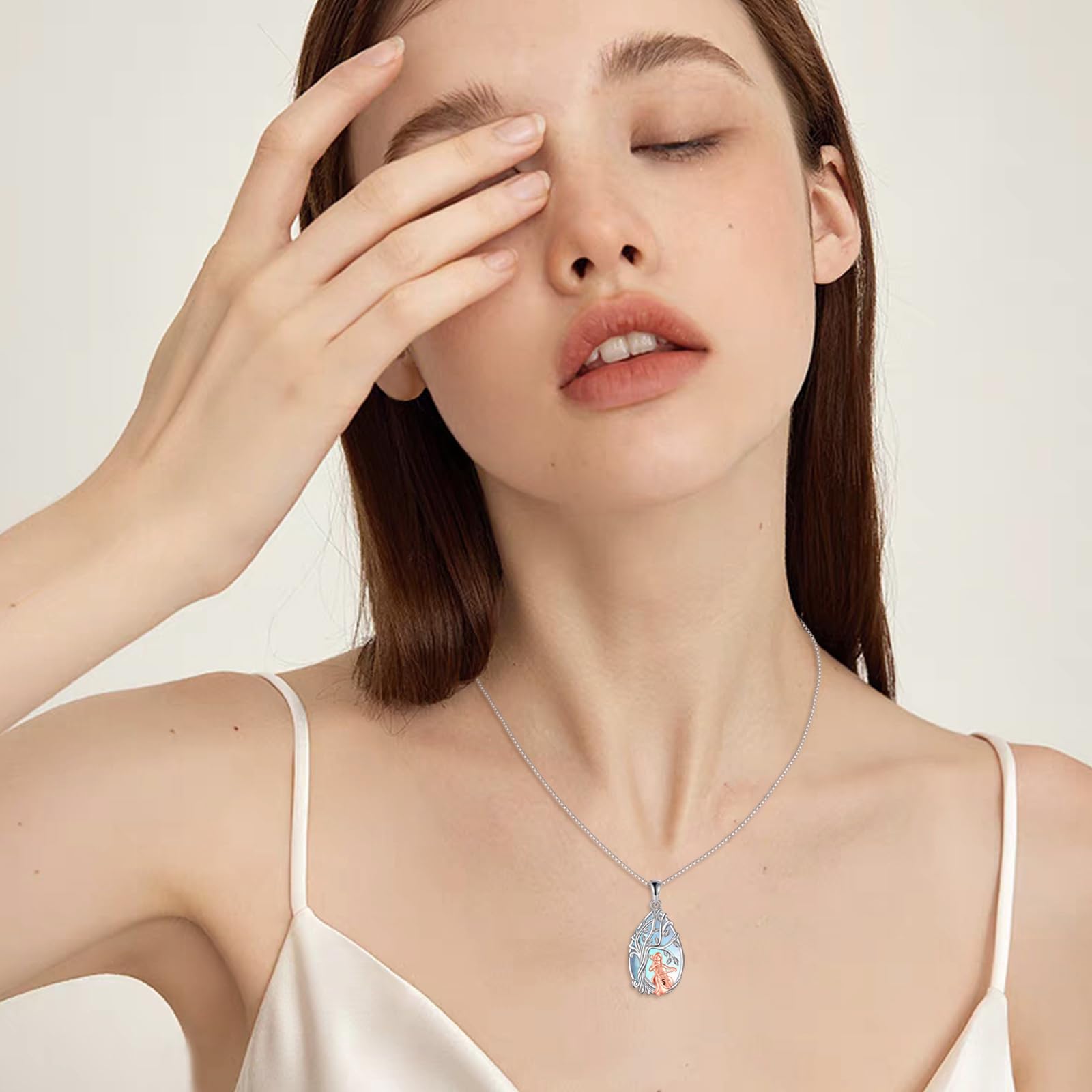 YAFEINI Collar de violonchelo para mujer, plata de ley, collar de piedra lunar, joyería de violonchelo, regalos para niñas, Piedra lunar de imitación