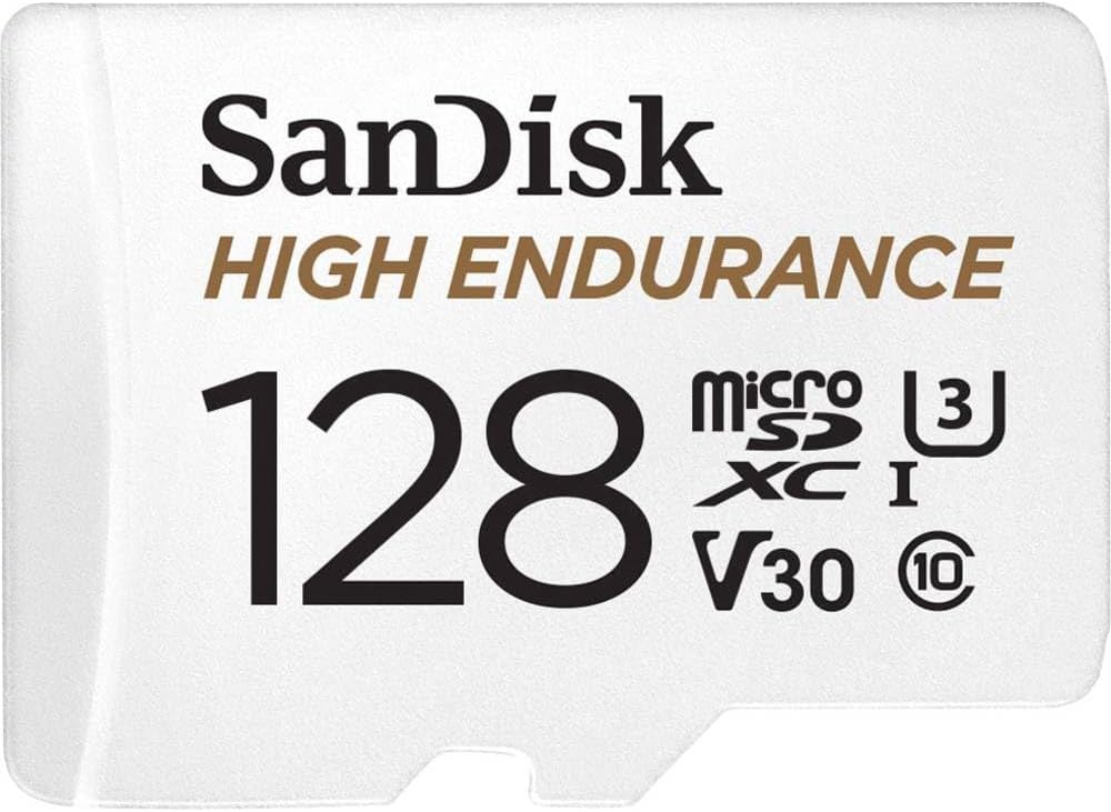 128GB High Endurance Video MicroSDXC Card with Adapter for Dash Cam and Home Monitoring Surveillance Systems - C10, U3, V30, 4K UHD, Micro SD Card - SDSQQNR-128G-GN6IA