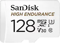 SanDisk Cartão MicroSDXC de alta resistência de 128 GB com adaptador para câmera veicular e sistemas de monitoramento doméstico - C10, U3, V30, 4K UHD, cartão micro SD - SDSQQNR-128G-GN6IA