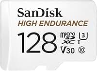 SanDisk Cartão MicroSDXC de alta resistência de 128 GB com adaptador para câmera veicular e sistemas de monitoramento doméstico - C10, U3, V30, 4K UHD, cartão micro SD - SDSQQNR-128G-GN6IA