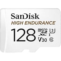 SanDisk 128GB High Endurance microSDXC card for IP & dash cams + SD adapter up to 10,000