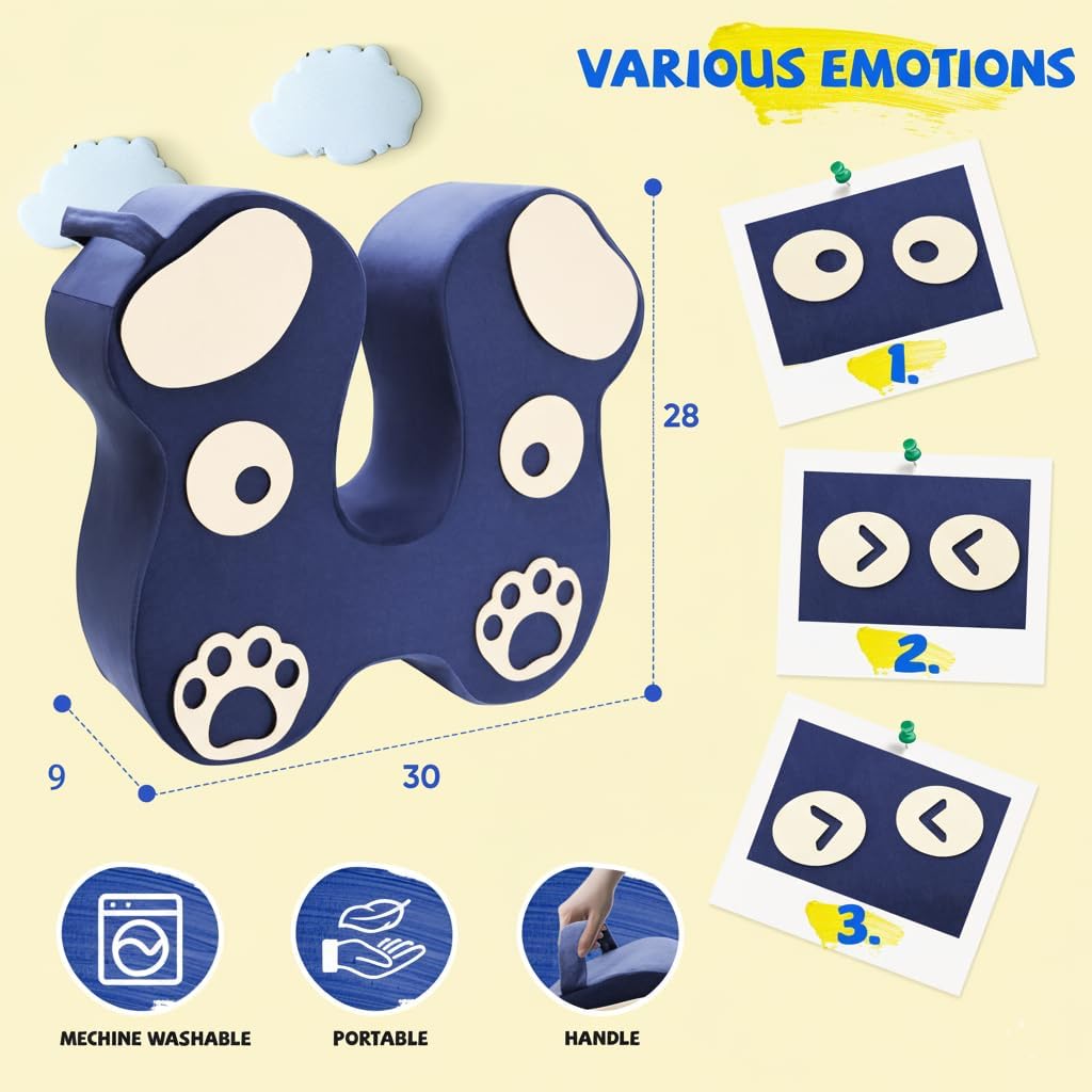 sensory soft squeeze seat for kids, soothing compression chair with hug effect, rock, bounce & relax, reduces fidgeting & anxiety, washable cover – ideal for children with sensory needs (bluedog)