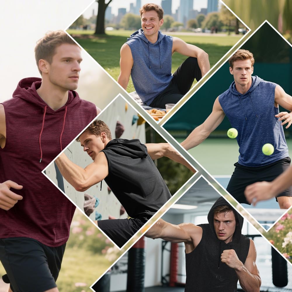 Men's 2 Pack Workout Tank Tops –Sleeveless Hoodies for Men Gym Training Essentials Hoodie, Bodybuilding Muscle Cut Off Shirts - Image 7