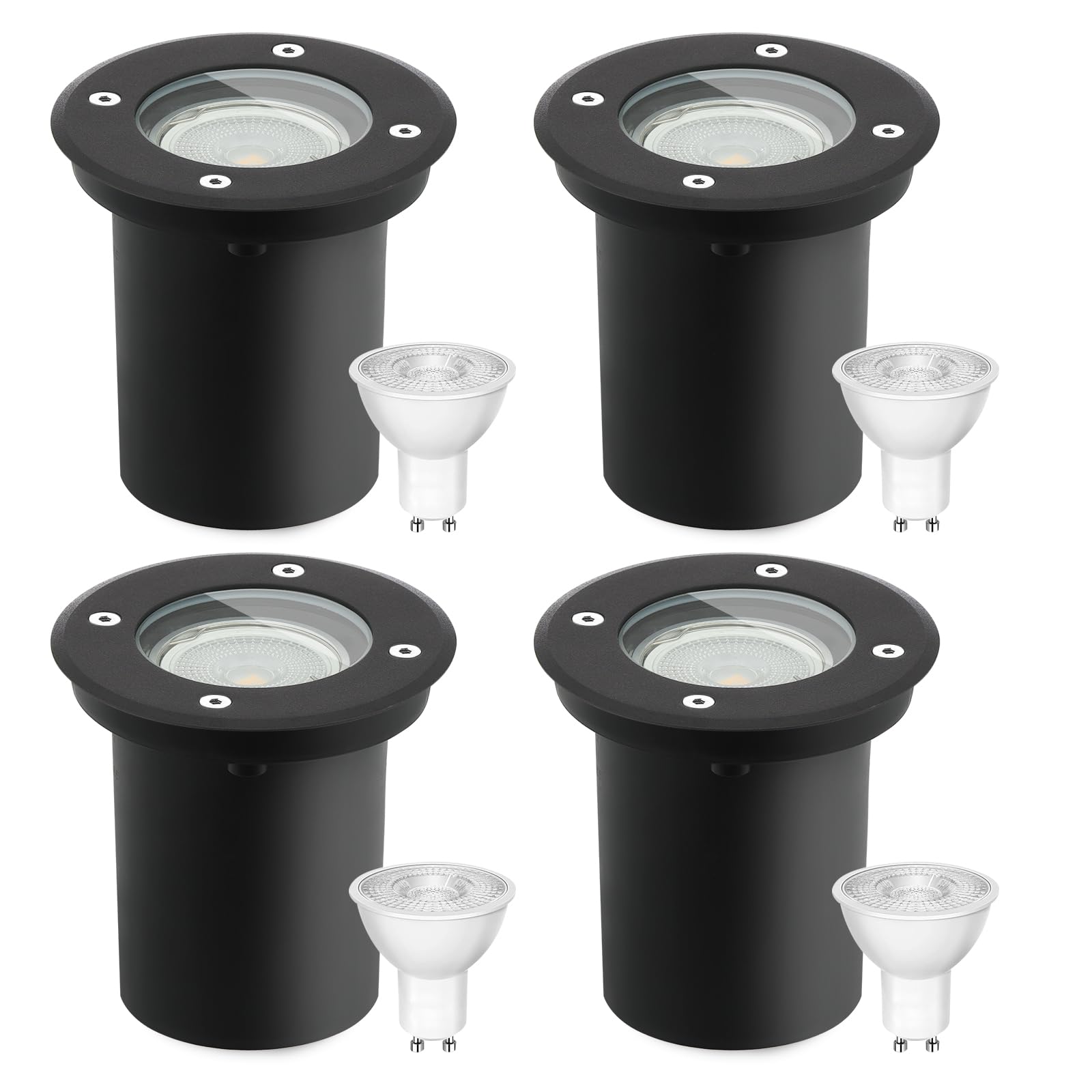 4pcs Faretti Led da Incasso per Cartongesso per Gu10 3w 230v Bianco Caldo 3000k, IP67 Impermeabile Faretto Led da Incasso, Faretti da Incasso per Esterni, Giardino, Terrazza, Passerella