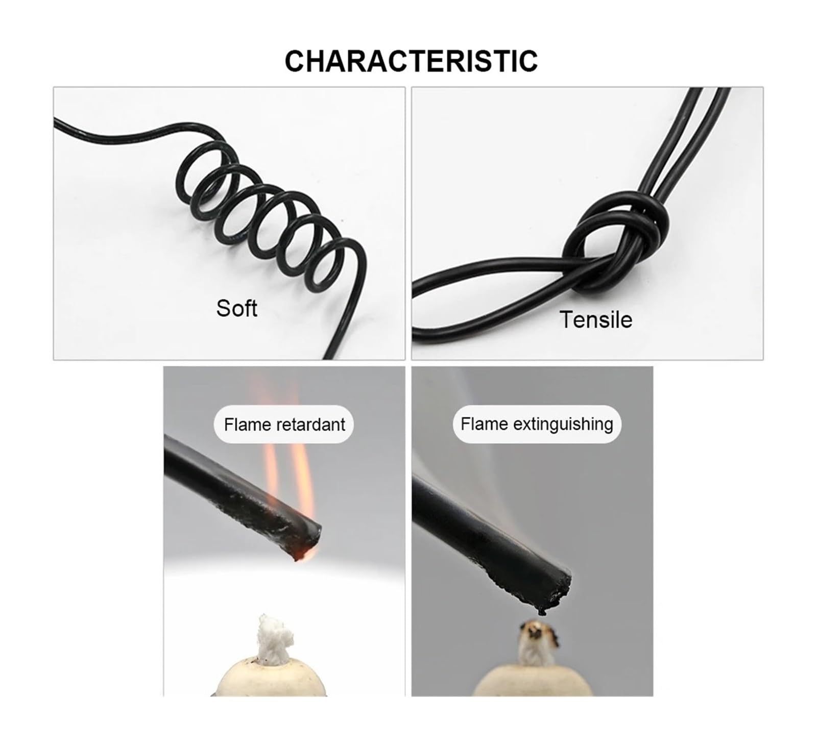 Kabel płaszczowy 4-6 m Miedziany ocynowany drut elektroniczny Przewody elektryczne z PVC Izolacja przedłużacza elektrycznego Czarny drut(UL2464-5C 5m,24 AWG)