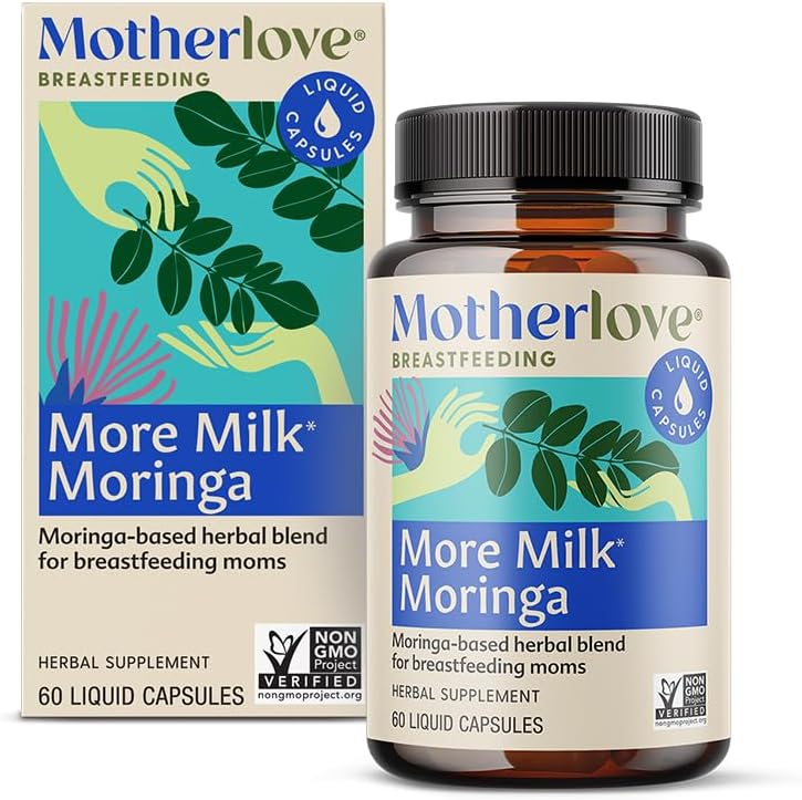 Motherlove More Milk Moringa (60caps) Fenugreek-Free Herbal Lactation Supplement—Supports Breast Milk Supply for Breastfeeding Moms—Vegan, Non-GMO, Organic Herbs, Kosher, Soy-Free—Concentrated Liquid
