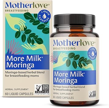 Motherlove More Milk Moringa 60 Liquid caps Moringa-Based Lactation Supplement to Support Breast Milk SupplyNon-GMO, Organic Herbs, Vegan, Kosher