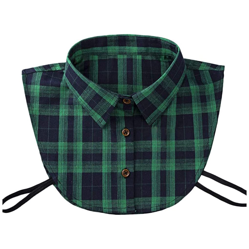 Women's Detachable Dickey Collar Half Shirt Blouse Faux False Collar Cotton Plaid Shirt Collar Fake Collar