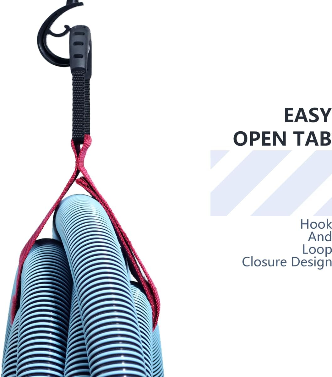 2 PCS Heavy Duty Cord Storage Wrap Holder Extension Hook and Loop Cord Hose Organizer Strap with Carrying Handle for Cords Garden Hose Swimming or Garage Tool (RED)