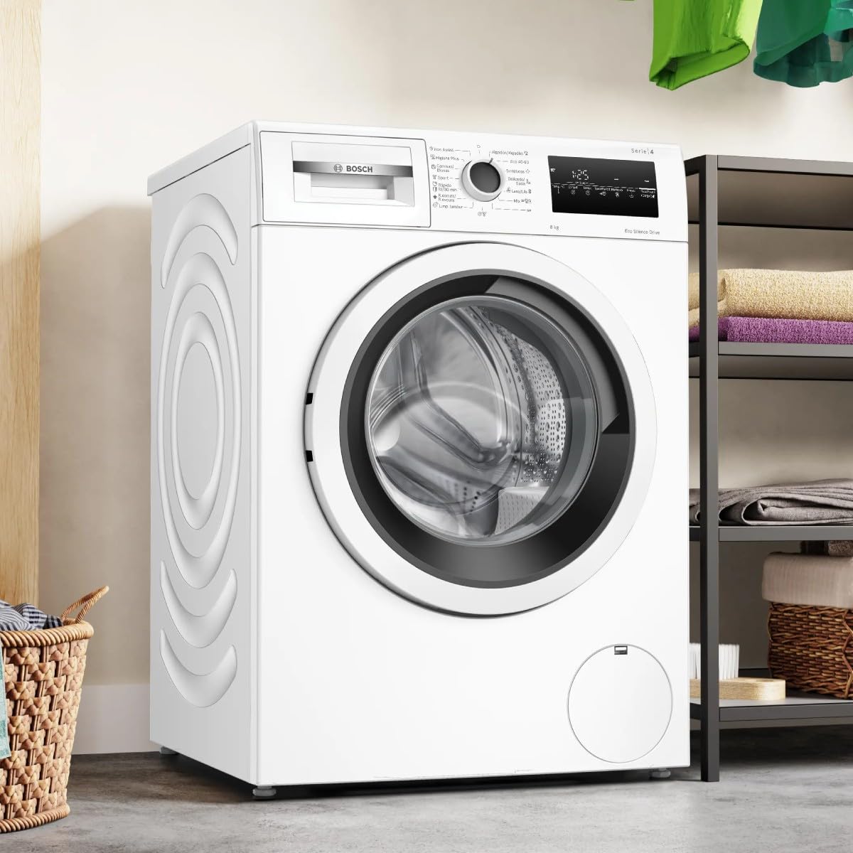 Bosch Serie 4 Frontlader-Waschmaschine, 8 kg, 1200 U/min, IronAssist-Funktion, ActiveWater Plus, EcoSilence-Motor, Weiß - WAN24272ES