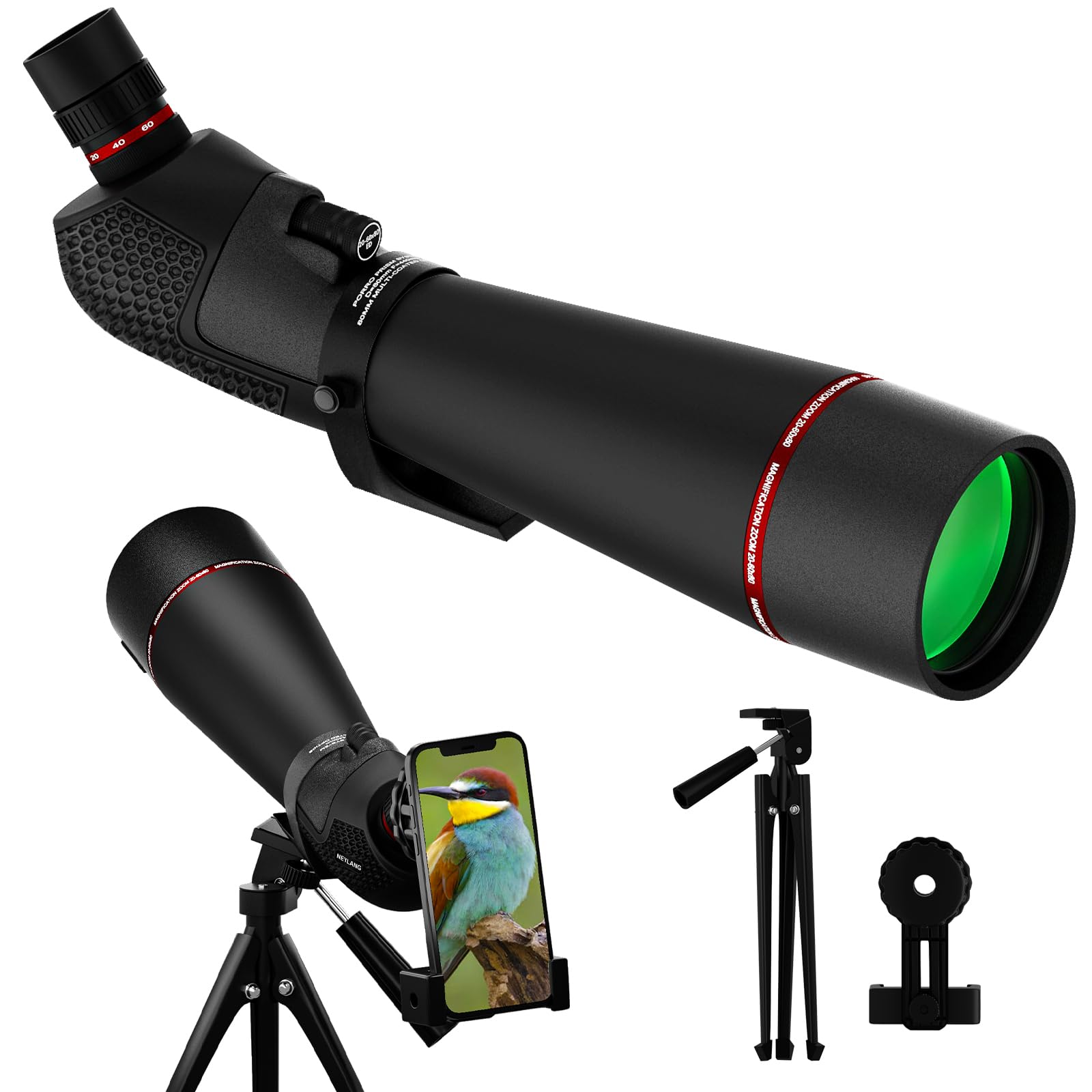 Photo 1 of 20-60X80 Spotting Scope for Shooting Hunting - Spotter Scopes with Tripod Phone Adapter Waterproof HD Scope for Target Shooting Bird Watching (20-60X80-1)