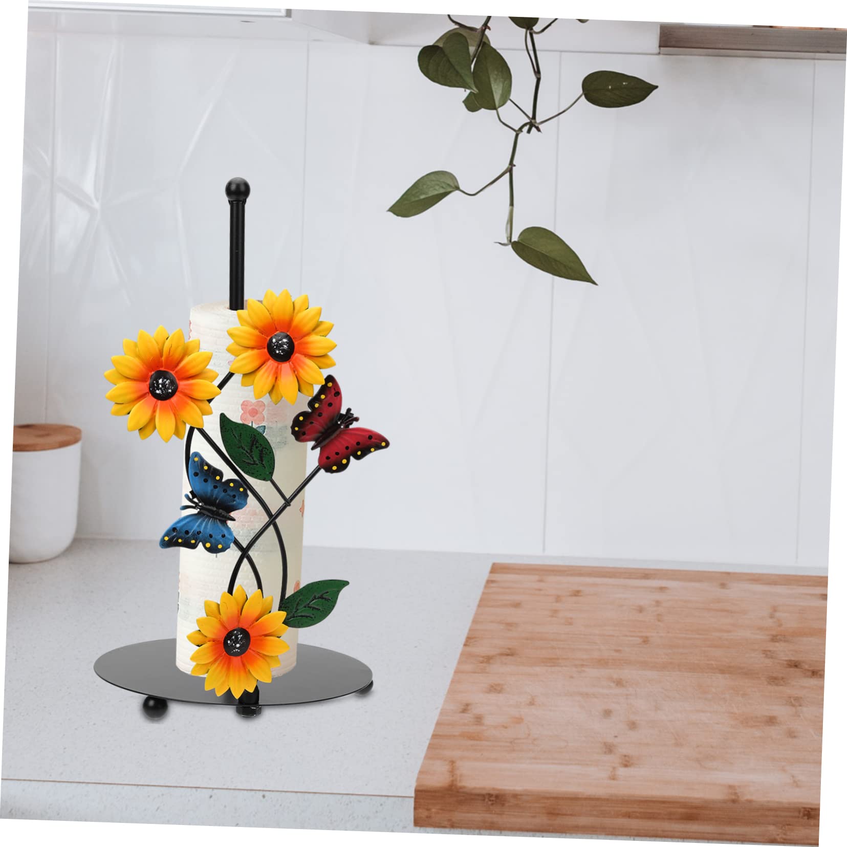 LABRIMP Porta Rotolo Carta Cucina Supporto Stabile e Pratico in Metallo a Forma di Girasole per Asciugatutto per Arredamento Casa e Sala da Pranzo
