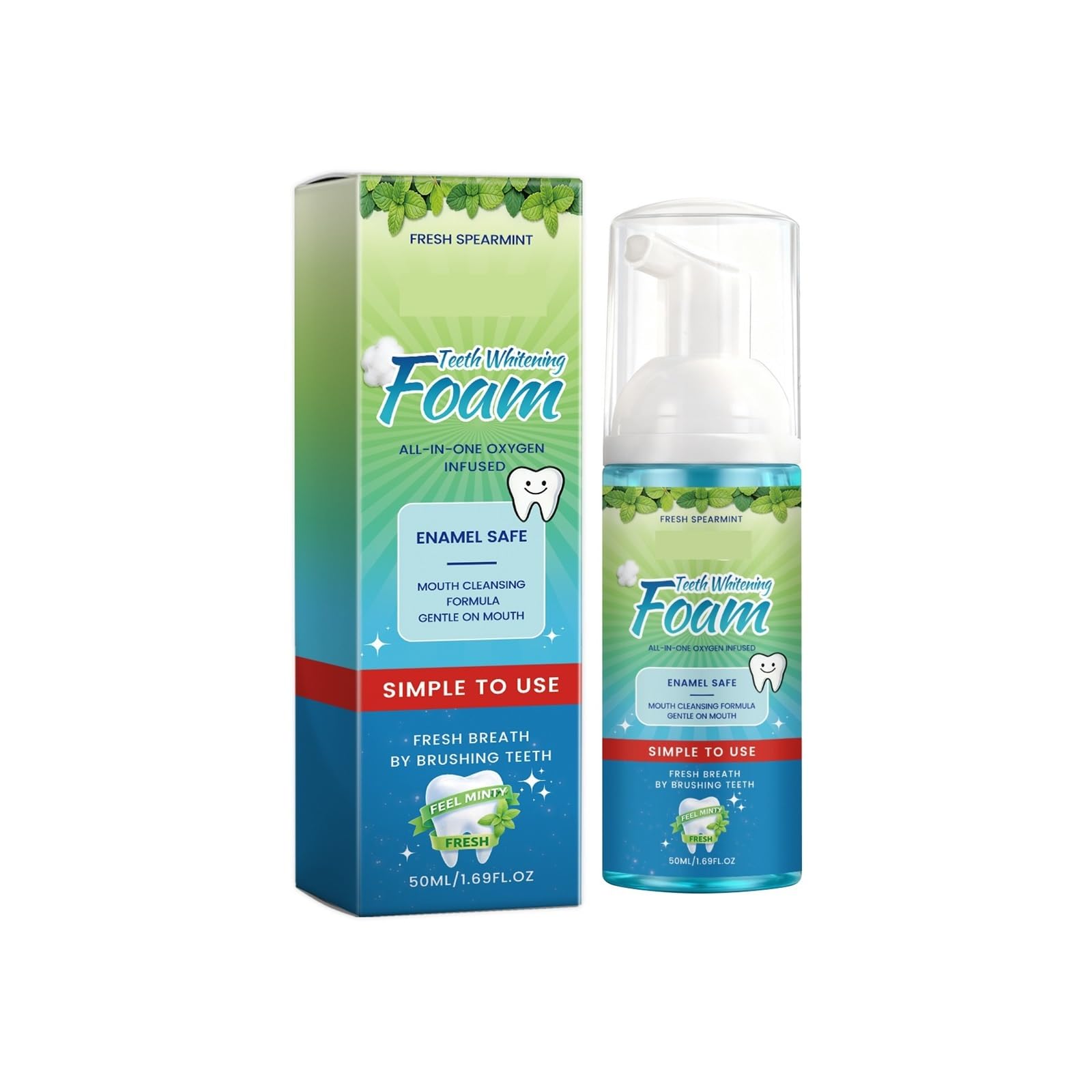 La mousse limpiadora de dientes de 50 ml reduce los residuos en los dientes | Refresca el aliento, es fácil de enjuagar y es adecuado for el cuidado bucal diario(3pcs)