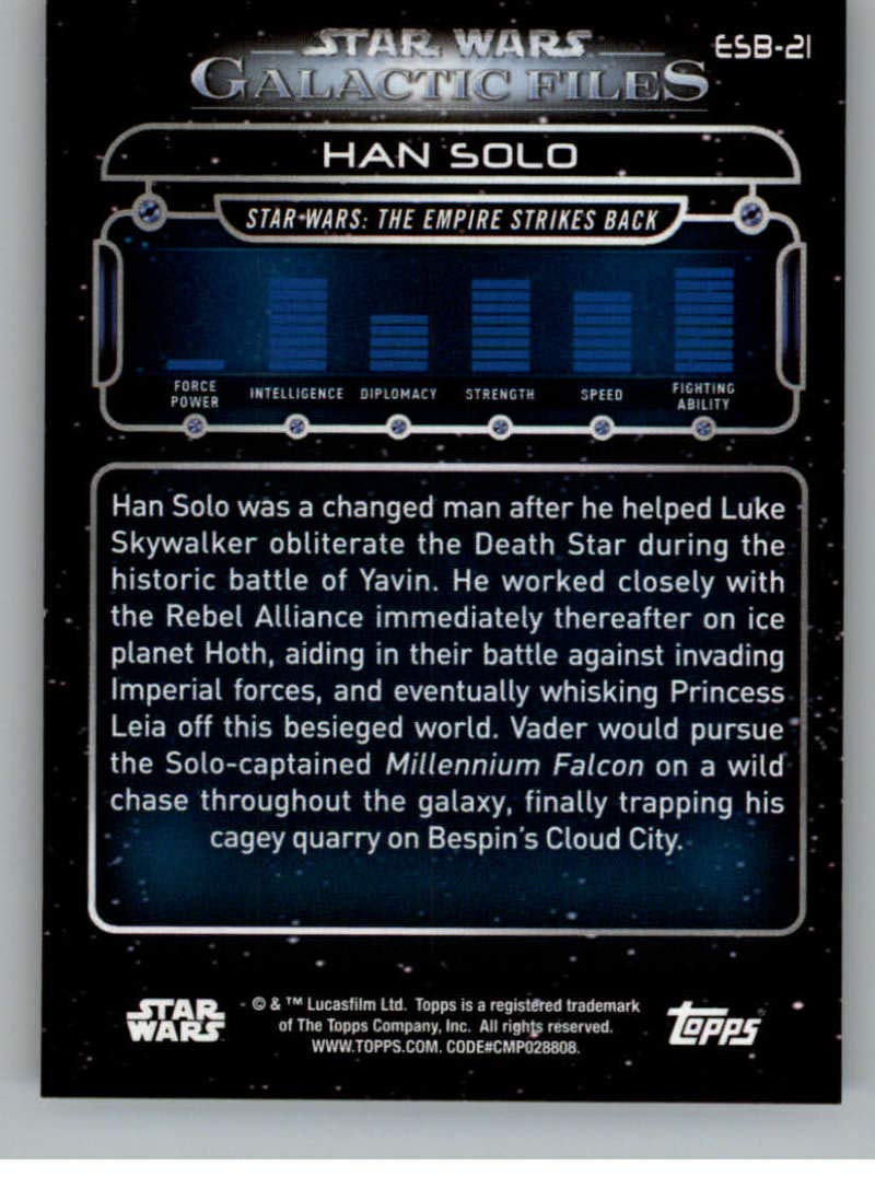 2018 Topps Star Wars Galactic Files #ESB-21 Han Solo Empire