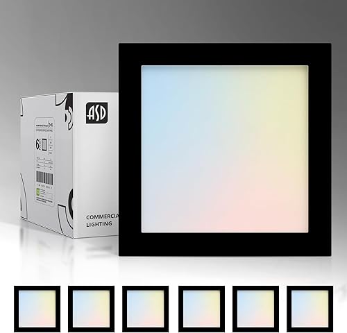 ASD Luz LED de montaje empotrado cuadrada de 9 pulgadas, 18 W, 1270 lúmenes, 3000-5000 K, 120 V, 3CCT, regulable, ultra delgada, con certificación