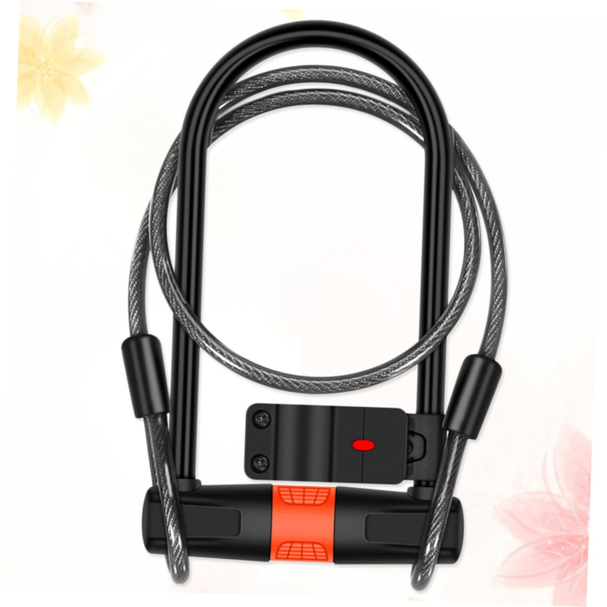 YARNOW Lucchetto Catena Antifurto per Bici Forma di U Cavo in Acciaio Legato Chiave Accessori per Mountain Bike Moto Biciclette Elettriche Nero Arancione