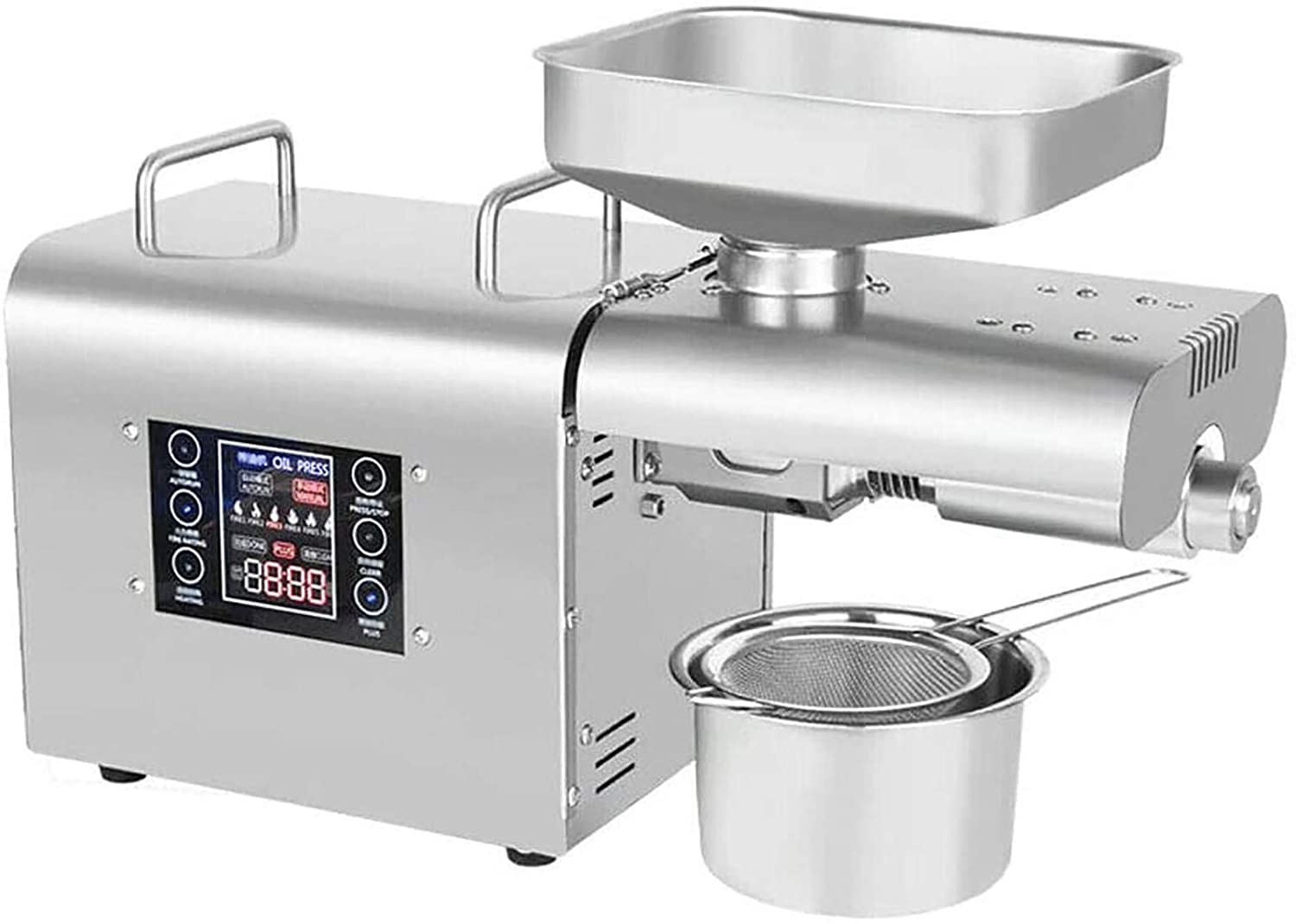 Aserzenith 1 750W Automatic Oil Press Machine Stainless Steel Organic Oil Expeller For Avocado Coconut Flax Peanut Canola Sesame Sunflower, Etc.