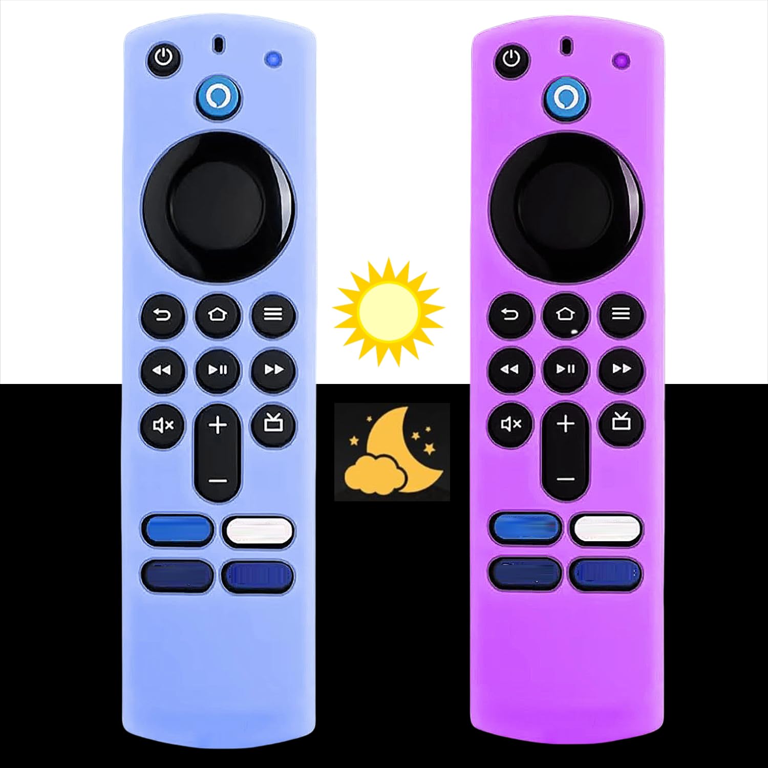 YAREETY [2 Pack] Silicone Remote Cover for Smart HD Streaming 3rd Gen. / 4K / 4K Max Remote Controller, Anti-Slip Washable Protective Case with Lanyard (Purple and Blue)