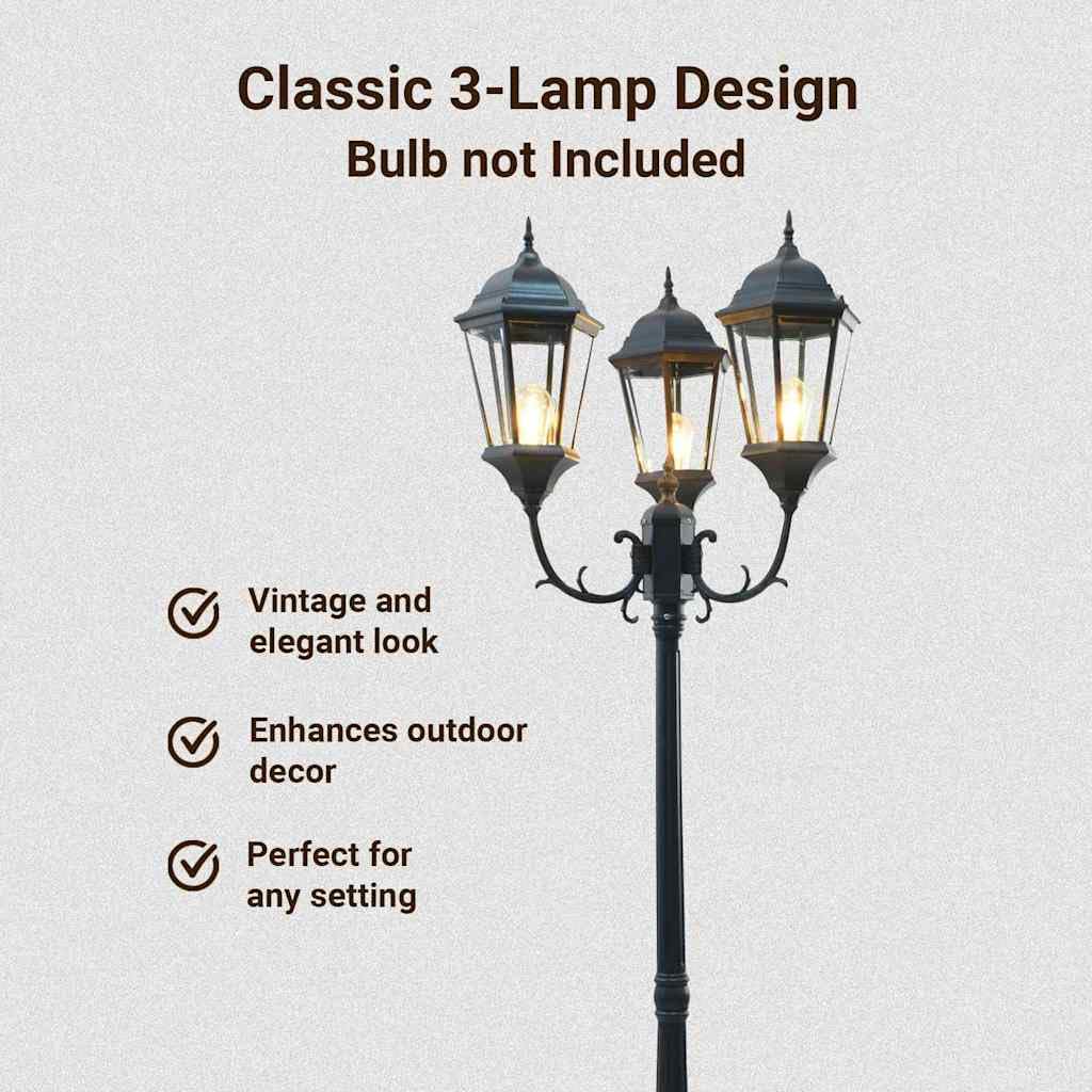 vidaXL Luce da Giardino Bronzo 61 x 53 x 235 cm Alluminio e Vetro, Lampioni in Alluminio per Giardini e terrazzi, luci robuste per vialetti, Decorazioni Outdoor