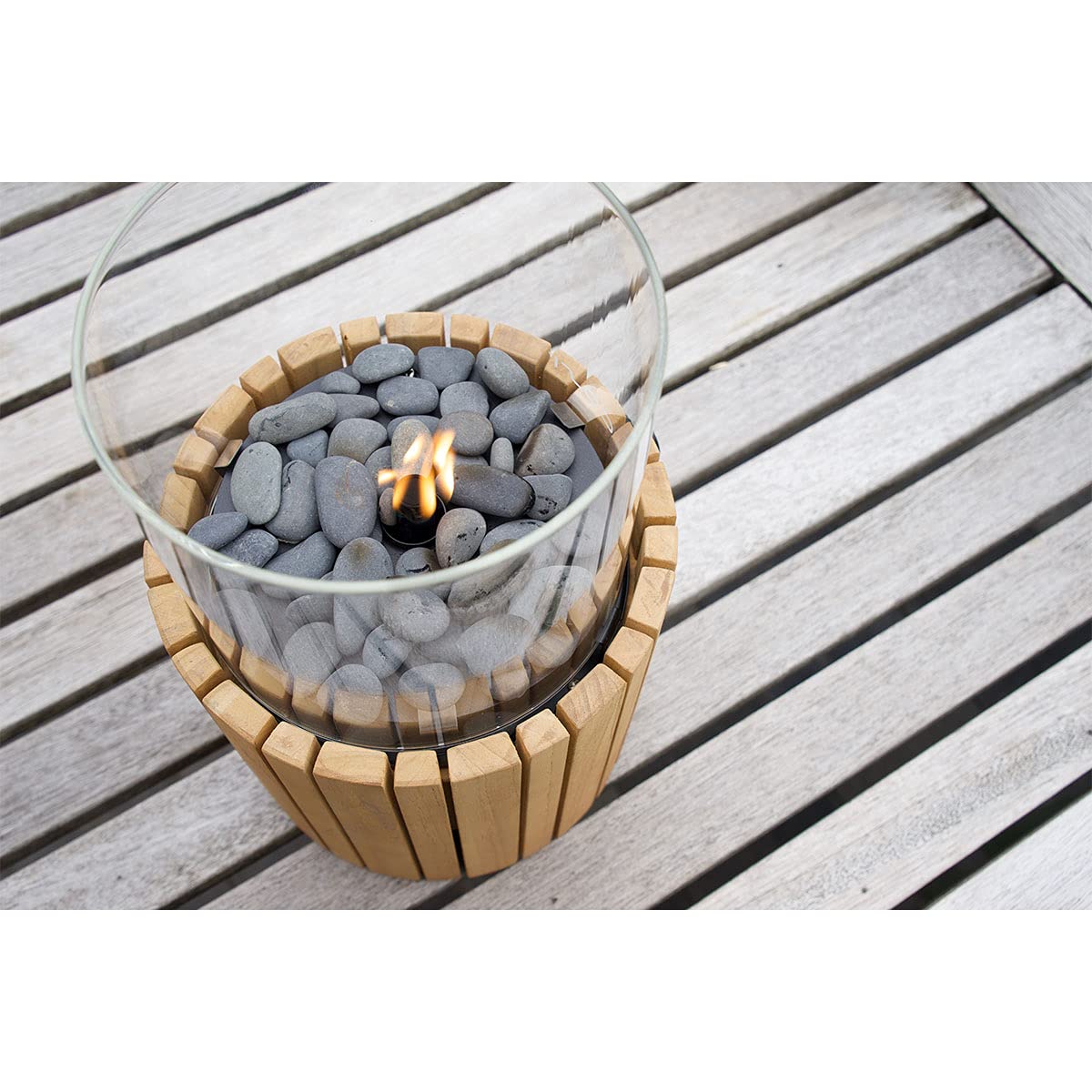 Cosi alcance Linterna de gas madera - acero/teca - 18 x 18 x 30 cm - marrón