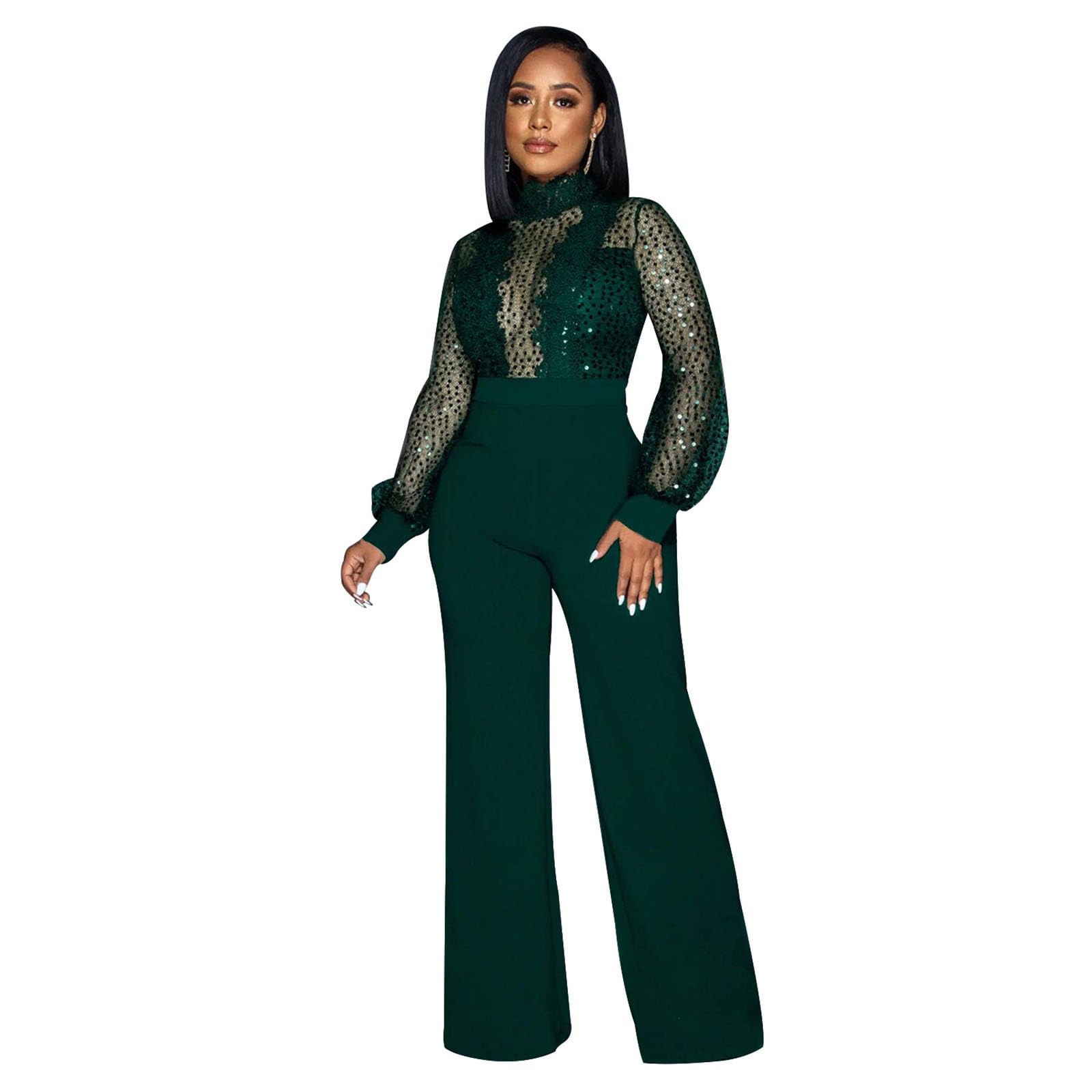 Damski Seksowny Przezroczysty Kombinezon Bodycon Slim Fit Plus Size Modny Kombinezon Klubowy Pajacyki Na Imprezę