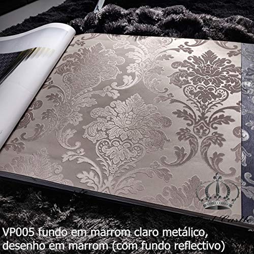 PAPEL PAPEL DE PAREDE COLEÇÃO VAPERSSE - ROYAL CASTLE (VP005 fundo em marrom claro metálico, desenho