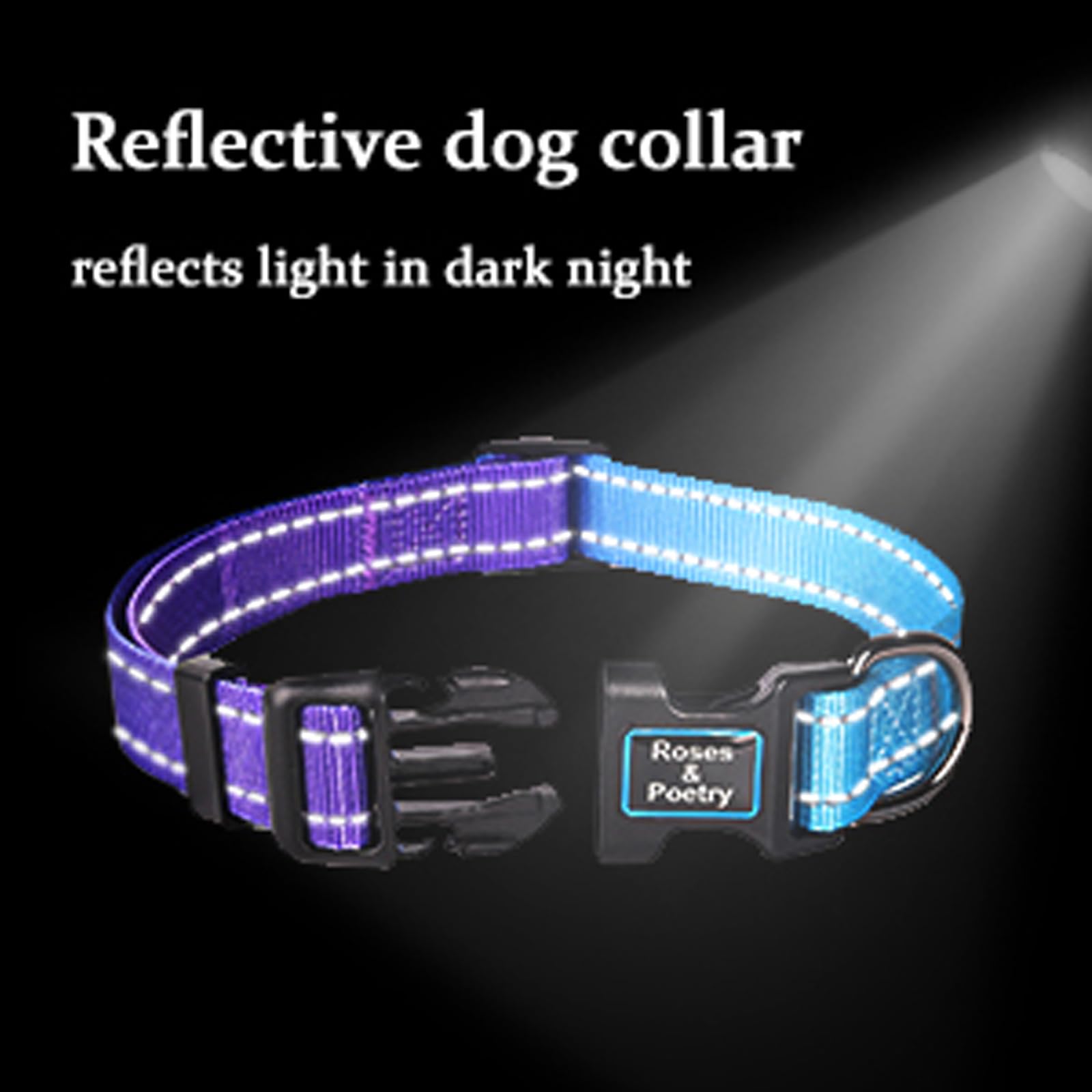 Roses&Poetry Dog Collars for XS Small Dogs Adjustable Durable Pet Collars Reflective for Small Medium Large Dogs (Violet-XS) - Image 4