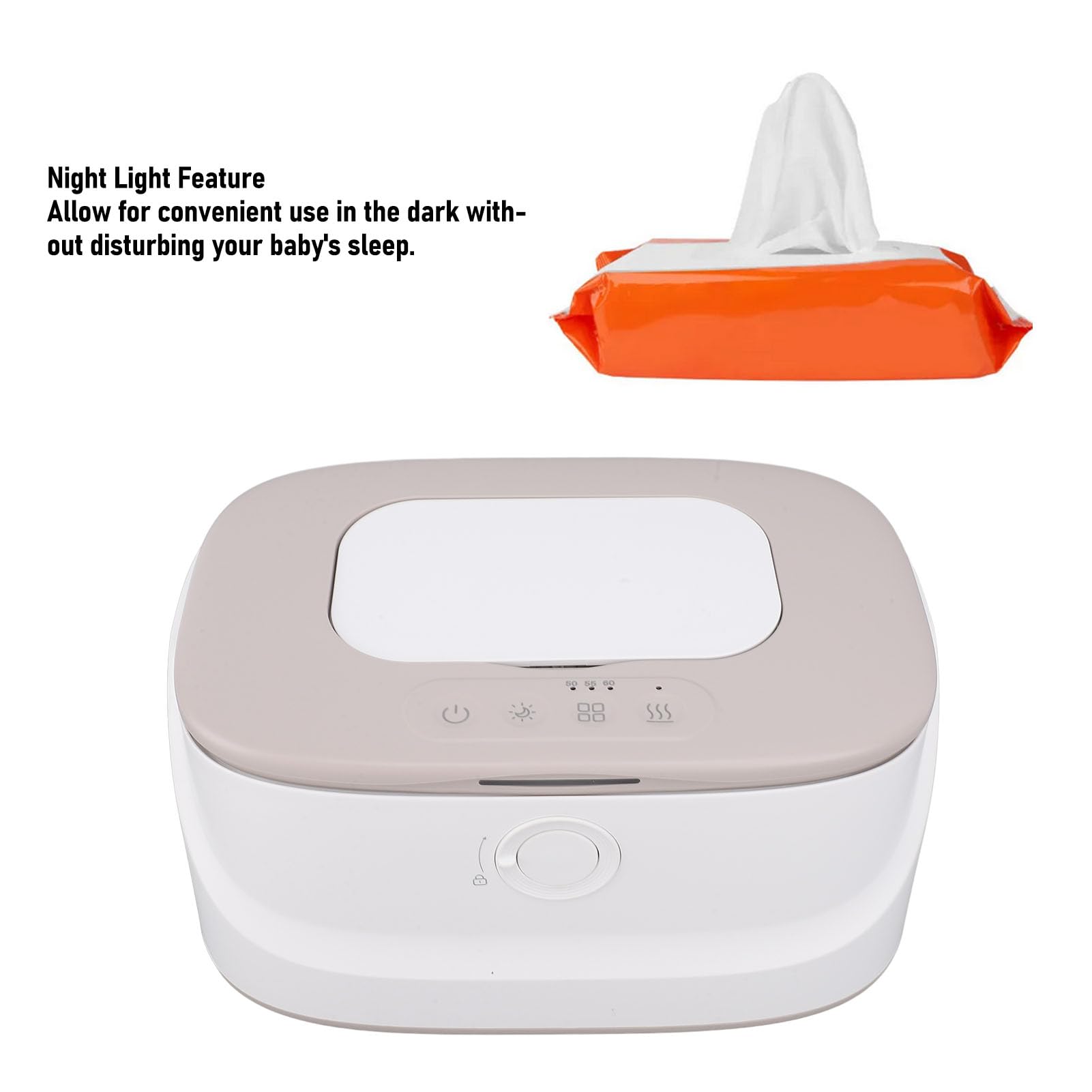 VGEBY Chauffe-Lingettes pour bébé, Distributeur Chauffant de Lingettes à Température Réglable, Grande capacité avec Veilleuse pour un Accès Facile la Nuit (GREY)