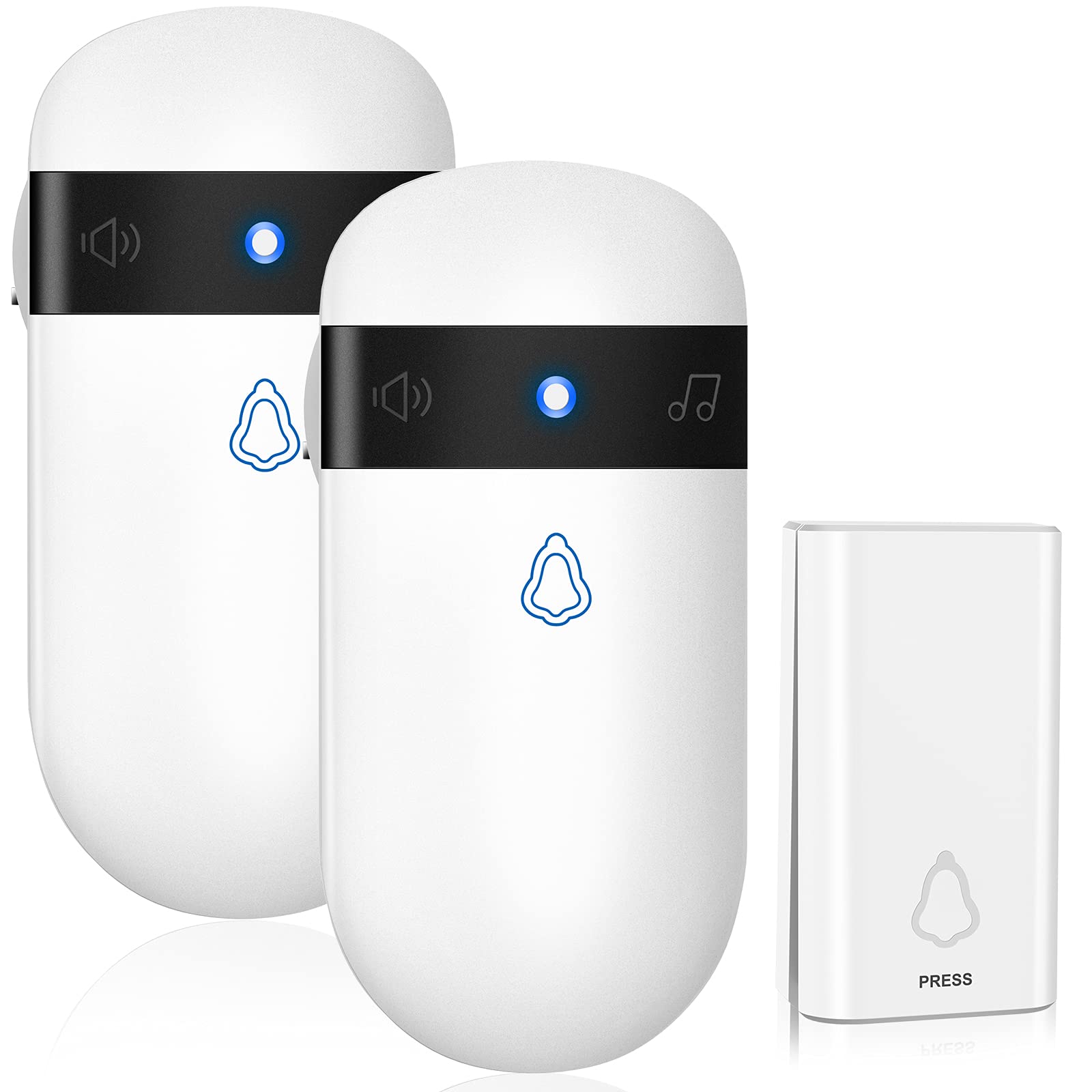 Doorbell SelfPowered, IP55 Waterproof Door Bell Wireless Cordless Plug