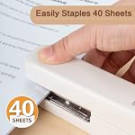 deli Stapler, Desktop Staplers with Integrated Staple Remover, 40 Sheet Capacity Office Stapler, White