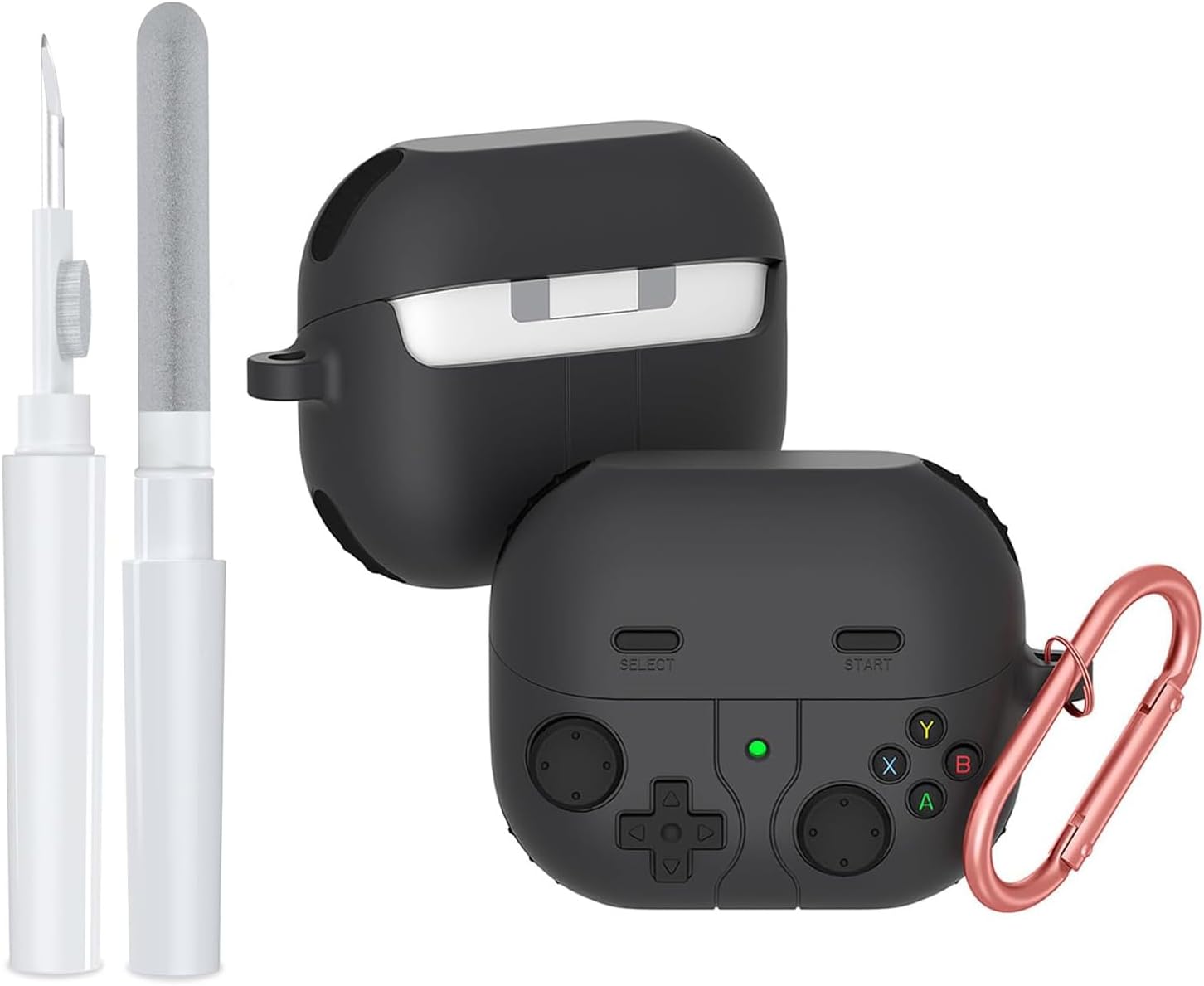 Cute Silicone Case Cover for Samsung Galaxy Buds 3/3 Pro Case, Shockproof Case for Samsung Galaxy Buds3 Series Includes 3-in-1 Cleaner Kit & Carabiner | Durable, Travel-Ready Design (Black)