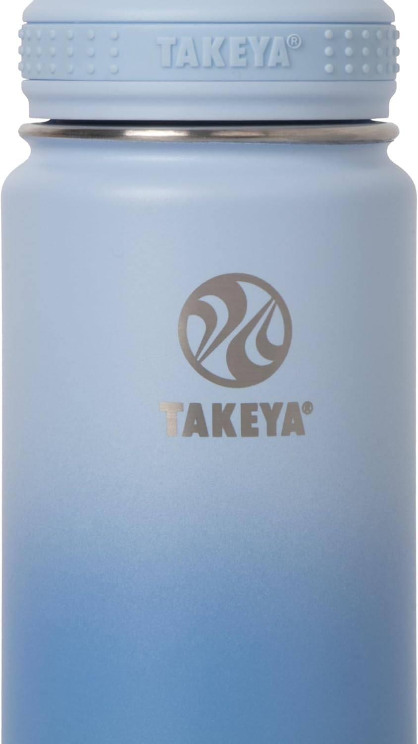 Takeya Actives Water Bottle with Spout Lid - Bottle with Double Stainless Steel Insulation - Dishwasher Safe & BPA-Free - Bottle with Spout Lid & Removable Bumper - 24 oz, Ombre Pacific Blue - Image 2