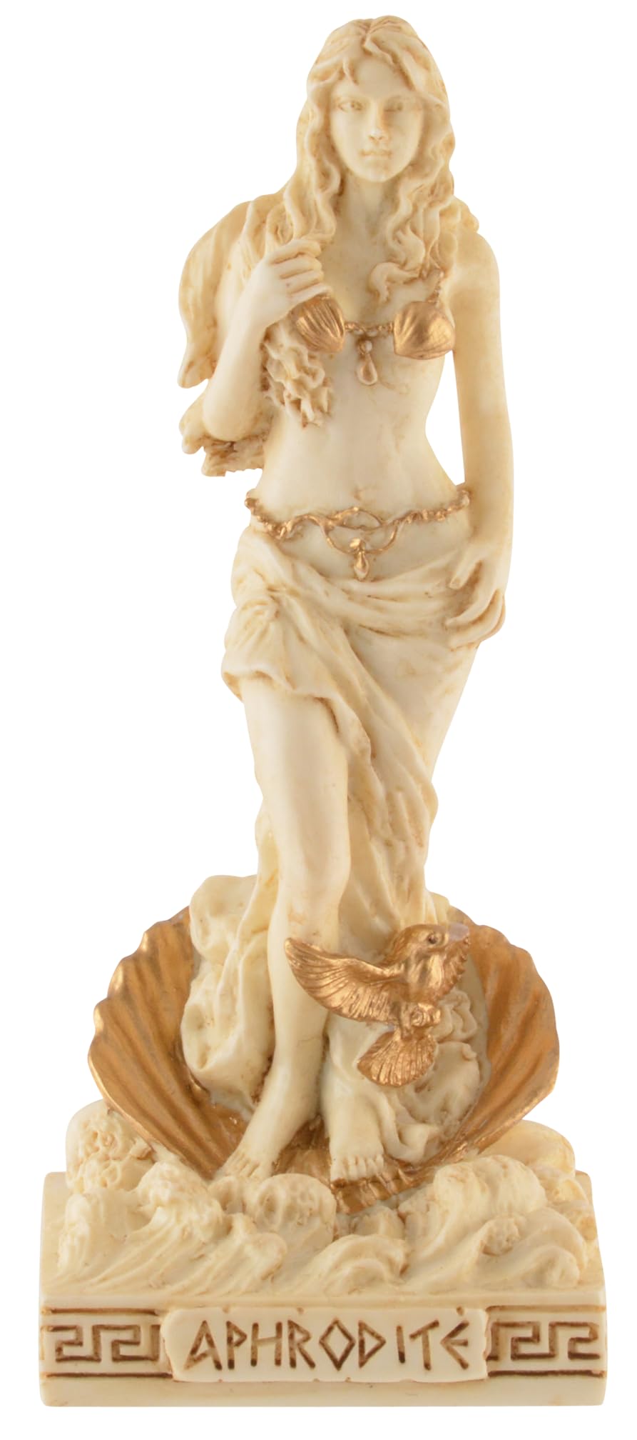 Greek Goddess Aphrodite Miniature in Artificial Stone Painted with Gold Paint Veronese Collection 708-77440