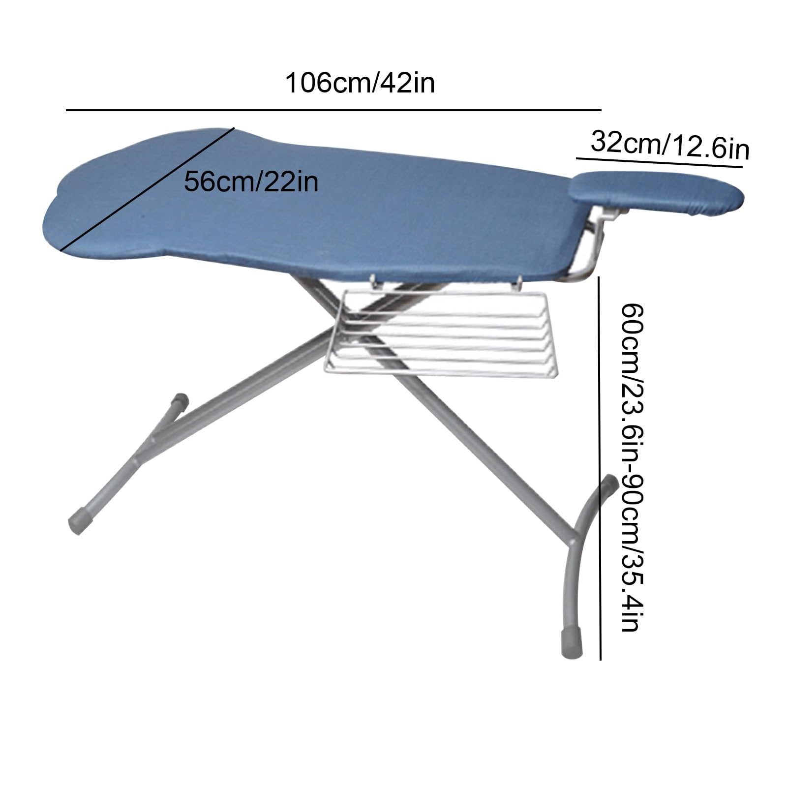Tabla de Planchar Grande con Soporte para Mangas y Soporte de Hierro, Mesa Planchar Plegable con Estantes, Ironing Board de Altura Ajustable(Blue)