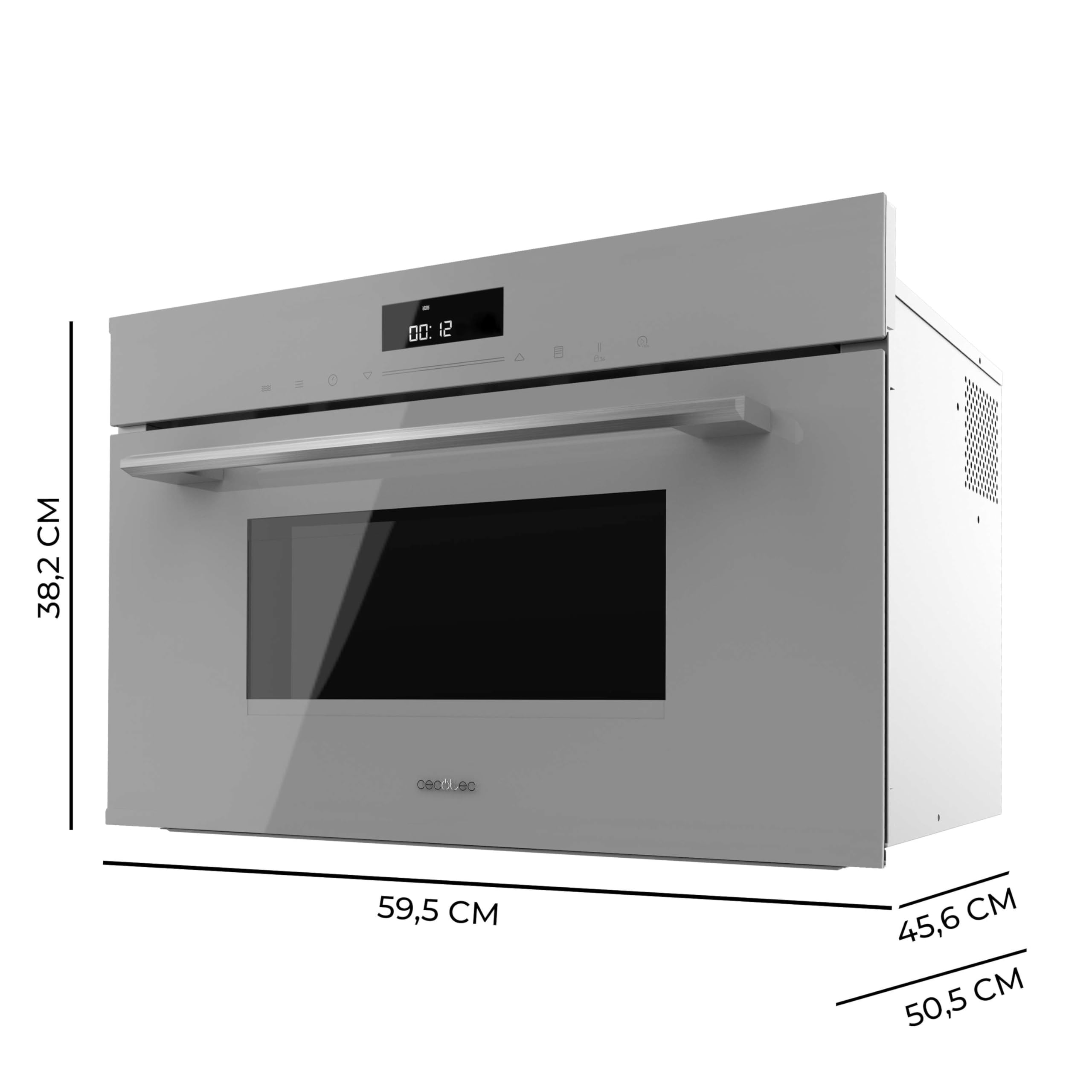 Cecotec Microondas Integrable 60cm Bolero Hexa MW703800 Glass Grey. 1450W, 34L de Capacidad, Función Microondas, Modo Grill, Defrost, Auto Menú, Speed cooking, Electronic Timer