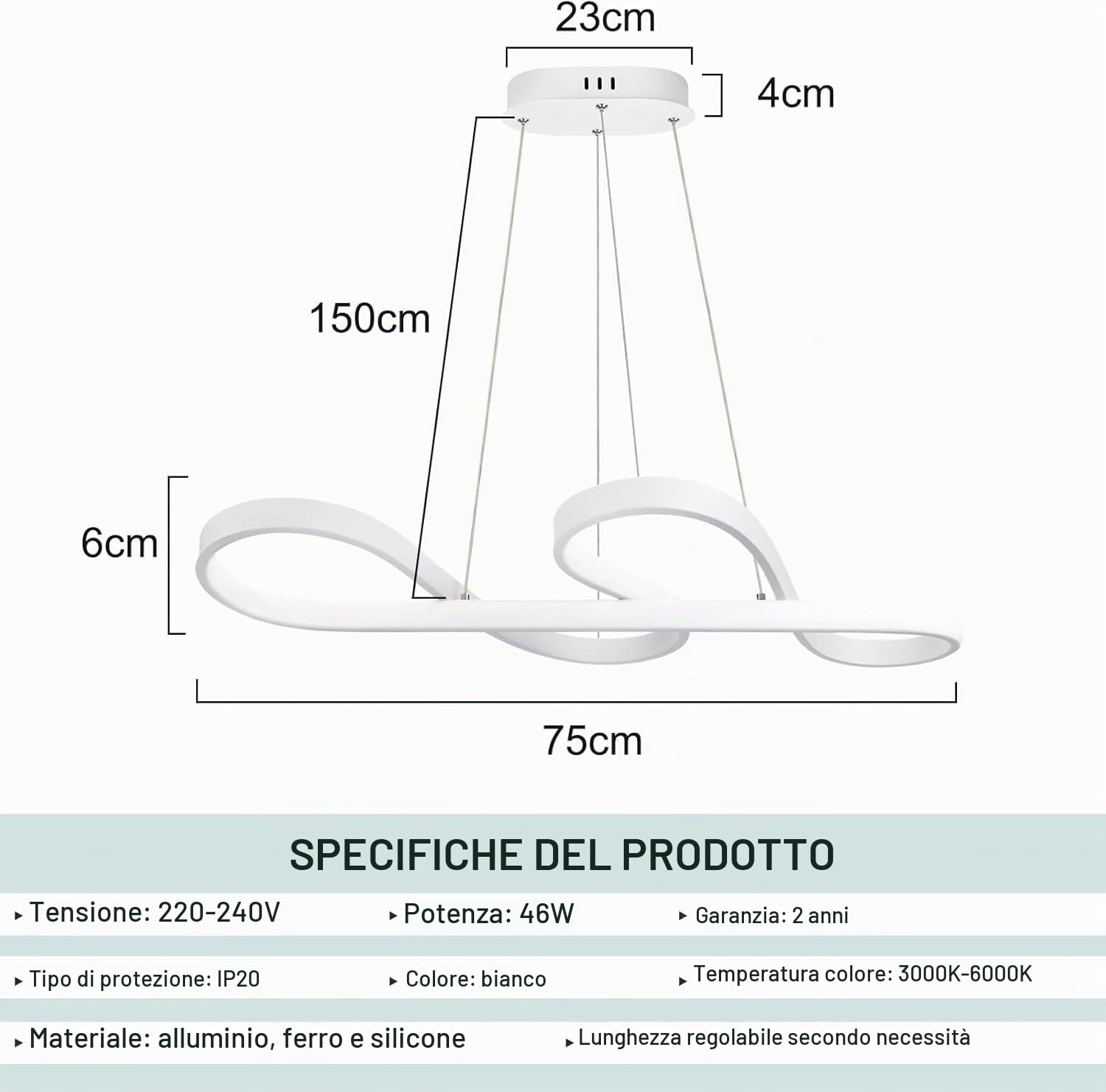ZMH Moderna Lampada a Sospensione LED lampadari moderni - lampadario da | soffitto dimmerabile con telecomando per tavolo da pranzo corridoio cucina soggiorno cameretta