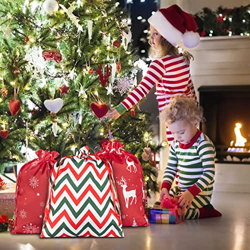 Florasea 89565 3 Pack 20X16 Inches Christmas Big Cotton Gift Bags With Drawstrings,Reusable Holiday Fabric Gift Bags,Christmas Giant Gift Bags Large Present Bags thumb #5
