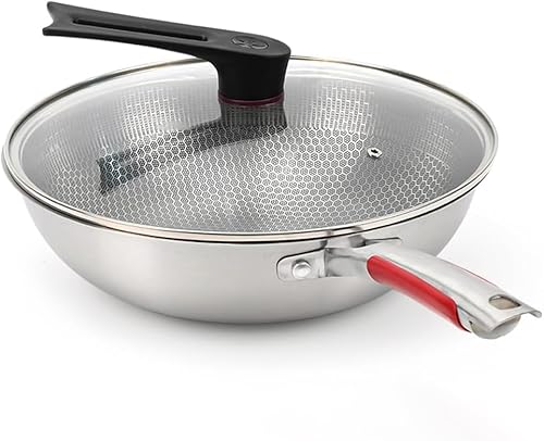 elyassin Nonstick Frying Pan 32 CM With Lid Skillet Induction Compatible Cookware Tempered Glass Cover Easy Clean Anti Warp Base Dishwasher Safe Cooking Pan