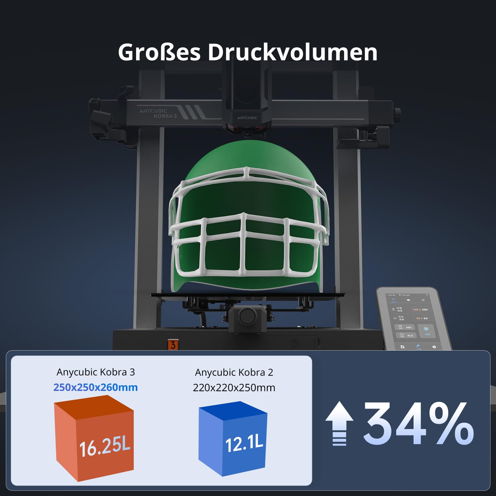 Anycubic Kobra 3 3D-Drucker, LeviQ 3.0 Auto-Nivellierung, Bis zu 600 mm/s, EMehrfarbendruck über ACE Pro, Intelligentes Drucken, Größe 250 x 250 x 260 mm