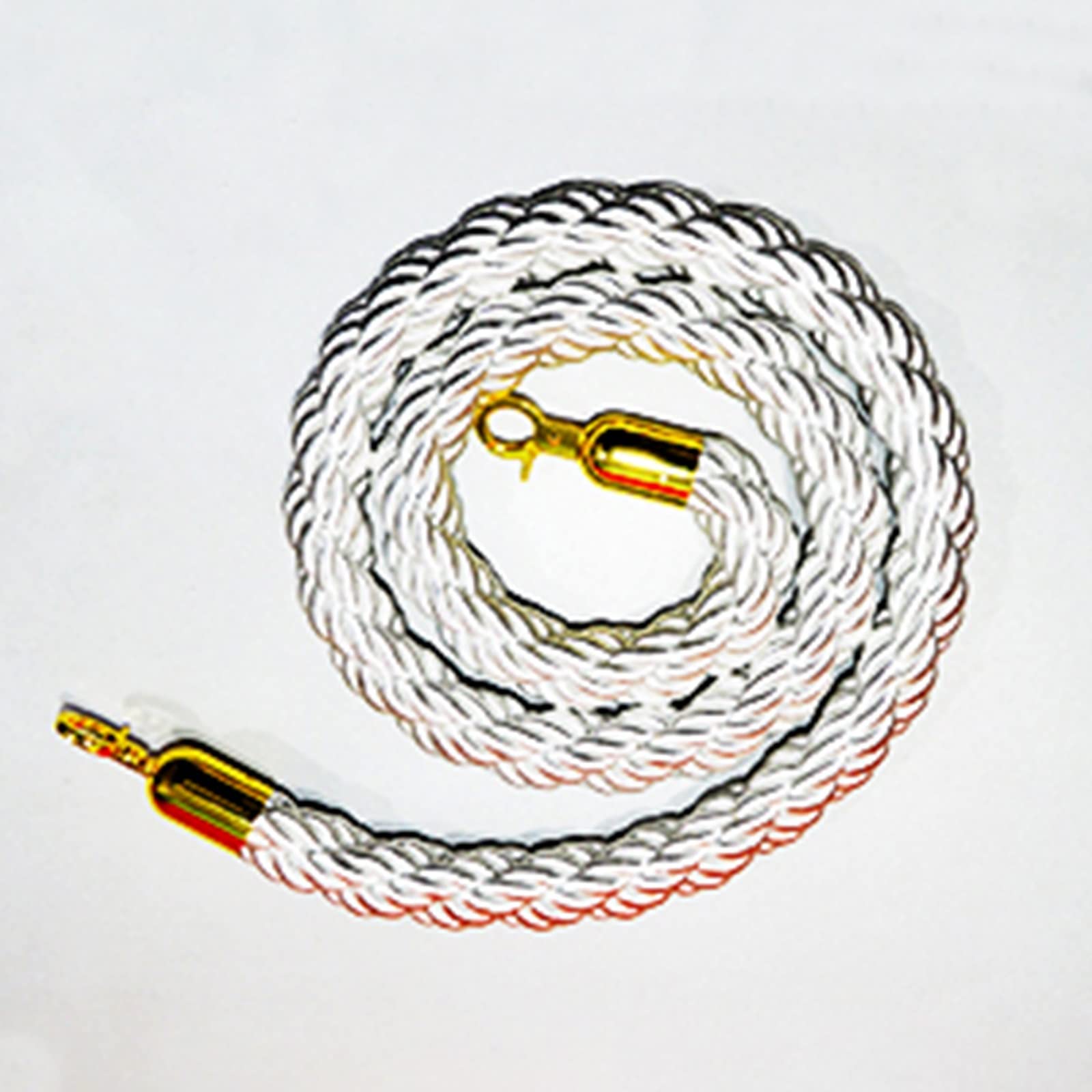 Aioneer Queue Barrier Post With Twisted Hemp Rope, Durable 305Cm Black Stanchion Rope With S For Crowd Control In Restaurants And Hotels-White-5ft/155cm