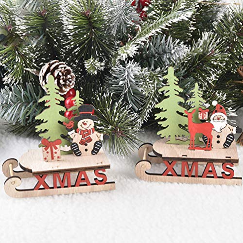 BESTOYARD 3 peças de ornamentos de trenó de Natal de madeira trem de Natal ornamentos de mesa para c