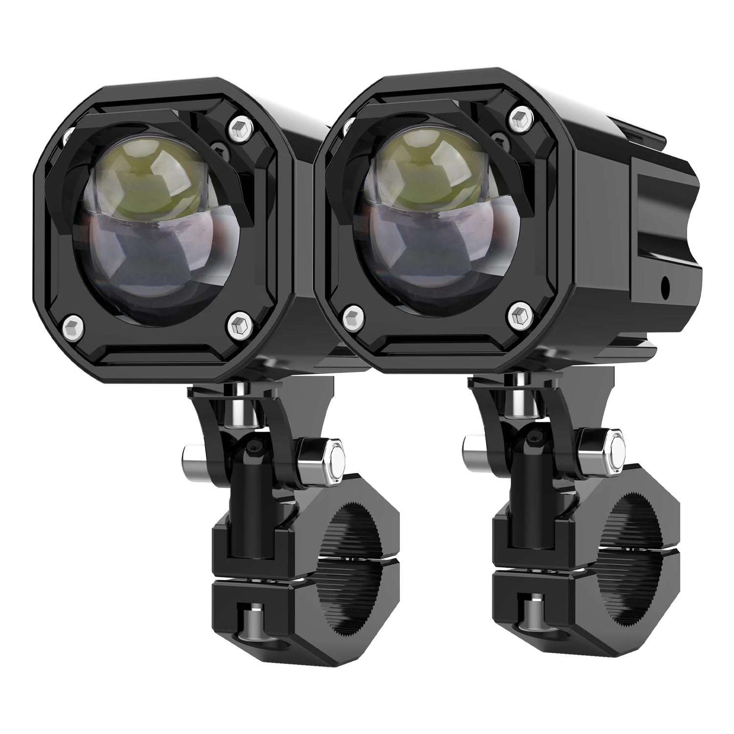 Światło Do Jazdy 1 zestaw reflektor motocyklowy światła przeciwmgielne Led pomocnicze światło drogowe reflektor migająca lampa HighLow Beam Tangent Dirt Bike Reflektor(A set White White)