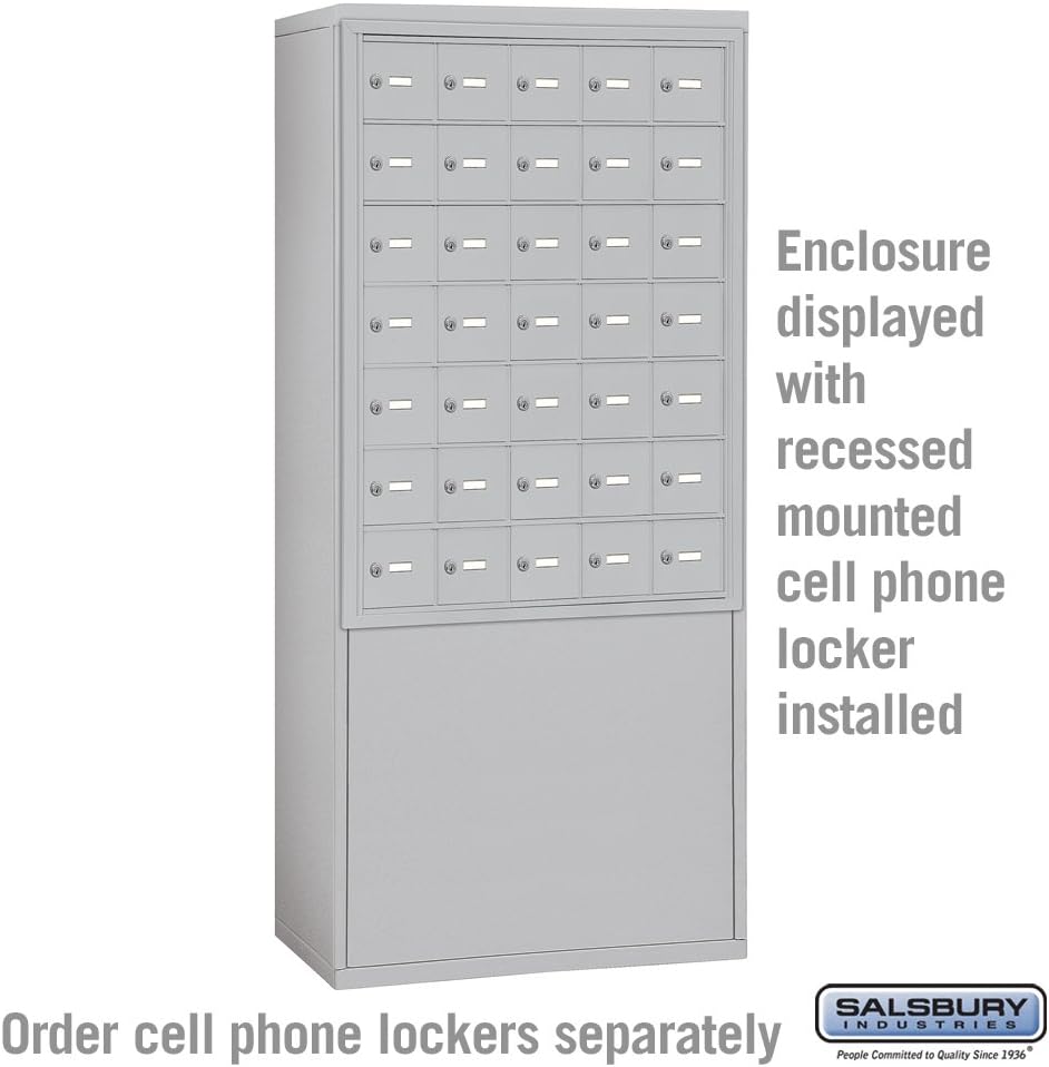 Salsbury Industries 19975ALM Free-Standing Enclosure for Recessed Mounted Cell Phone Lockers, Aluminum