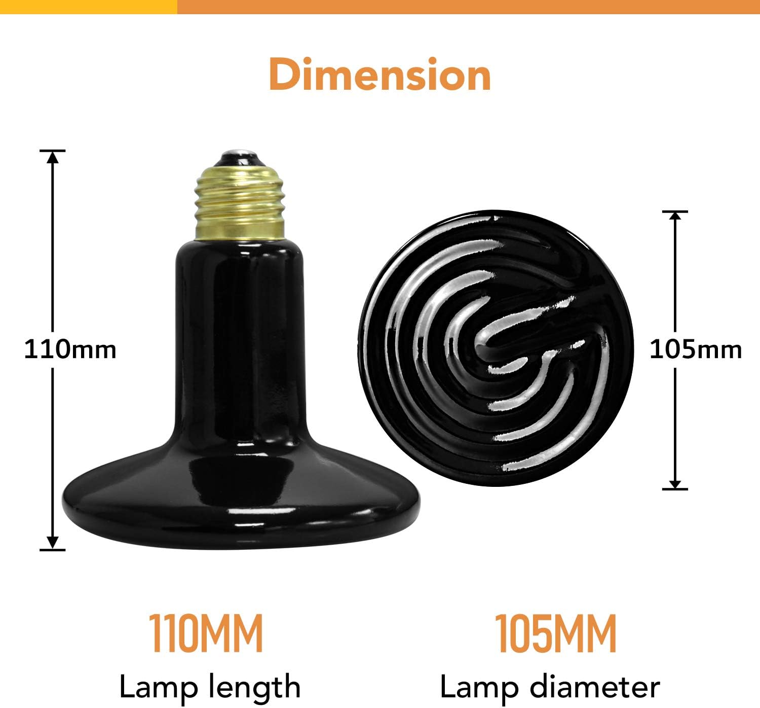 Simple Deluxe 150W Reptile Heat Lamp Bulb No Light Ceramic Heat Emitter Brooder Coop Heater (Pack of 2)