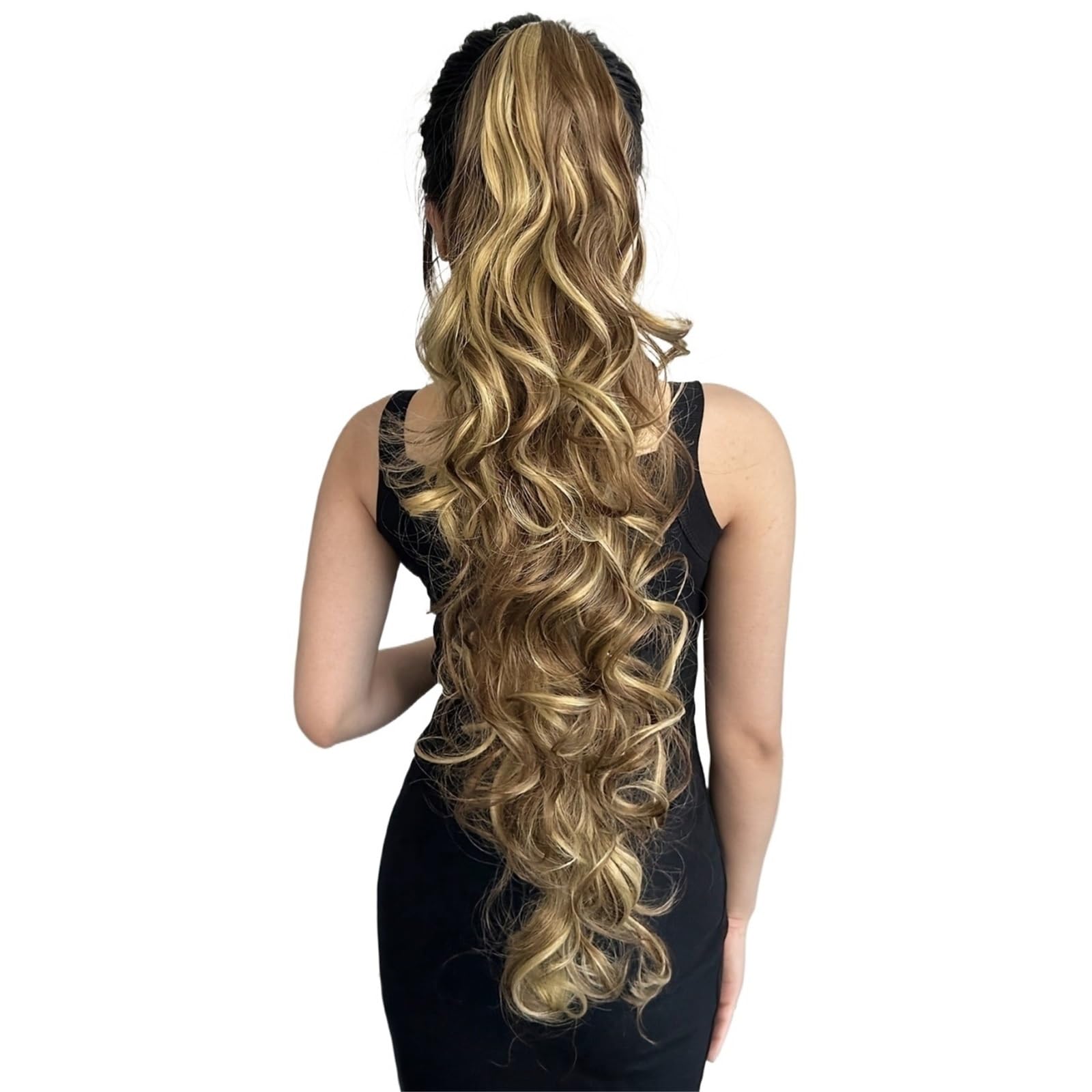 Libangrong-888 Women's Multi-Colored Wigs Long Curly Hair, Ponytail, Wig, Big Wave, Grab Clip Natural Wig(Multi-Colored)