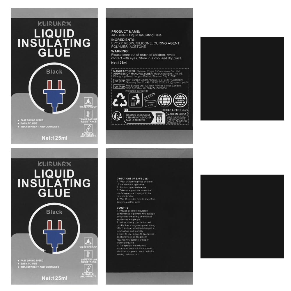 Colla per Nastro Isolante Liquido, 125ML Isolante Nero Gomma Liquida, Resistente al Calore Cavo Isolante Liquido Nastro Isolante per Cavi Isolamento Interno Esterno